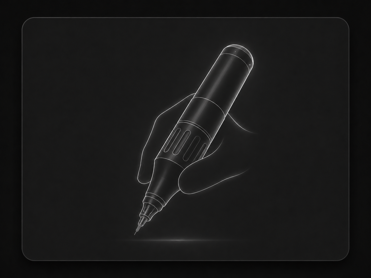 Generic pen style tattoo machine illustration with ergonomic grip cue